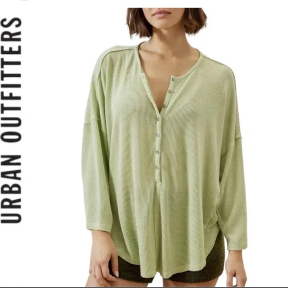 Urban outfitters Out from Under staying in Henley shirt size medium green
